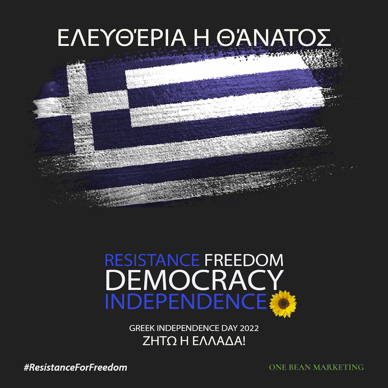 2022 Greek Independence Day global awareness campaign from One Bean Marketing